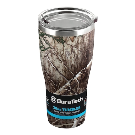 Prime-Line Tumbler, 18/8 Stainless Steel Construction, Holds 30 oz./887 ml., Camo with Clear Plastic Lid DT65303